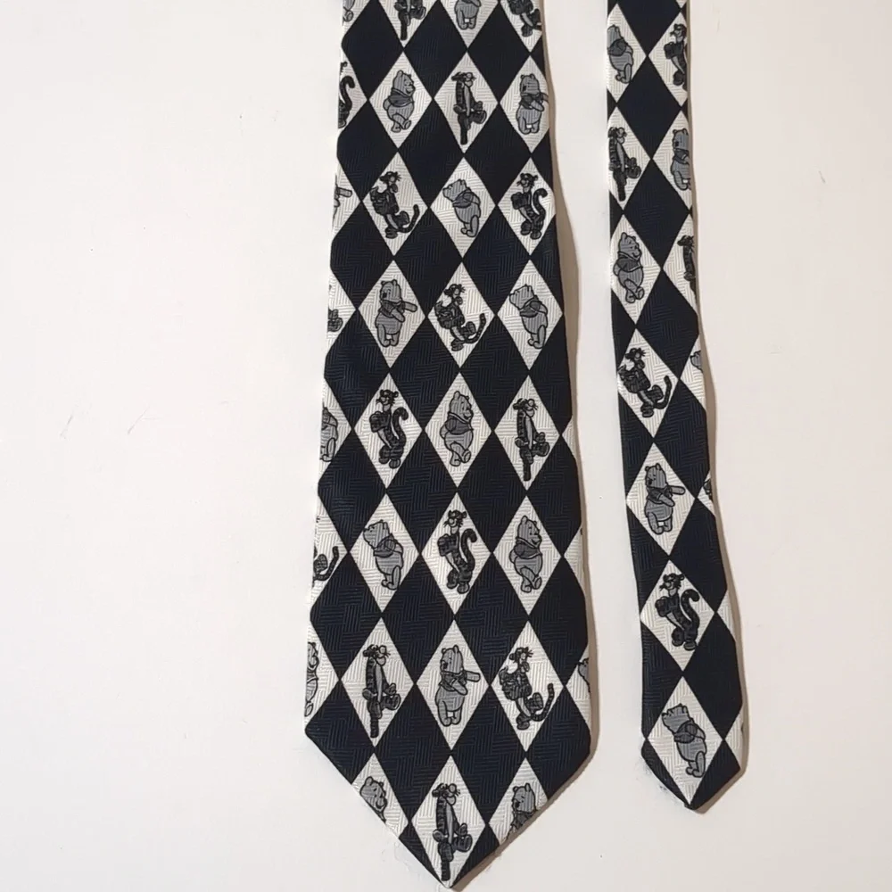 Winnie the Pooh black and white 100% polyester Disney tie